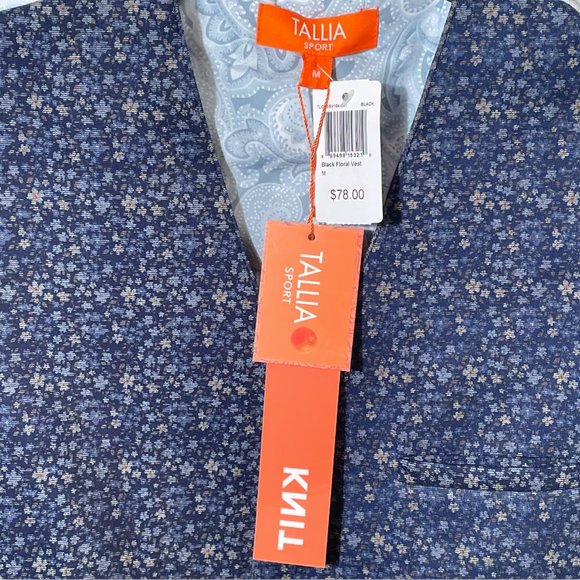 Mens' Vest- Tallia Sport Navy Slim Fit Suit Vest - NWT - Picture 7 of 14